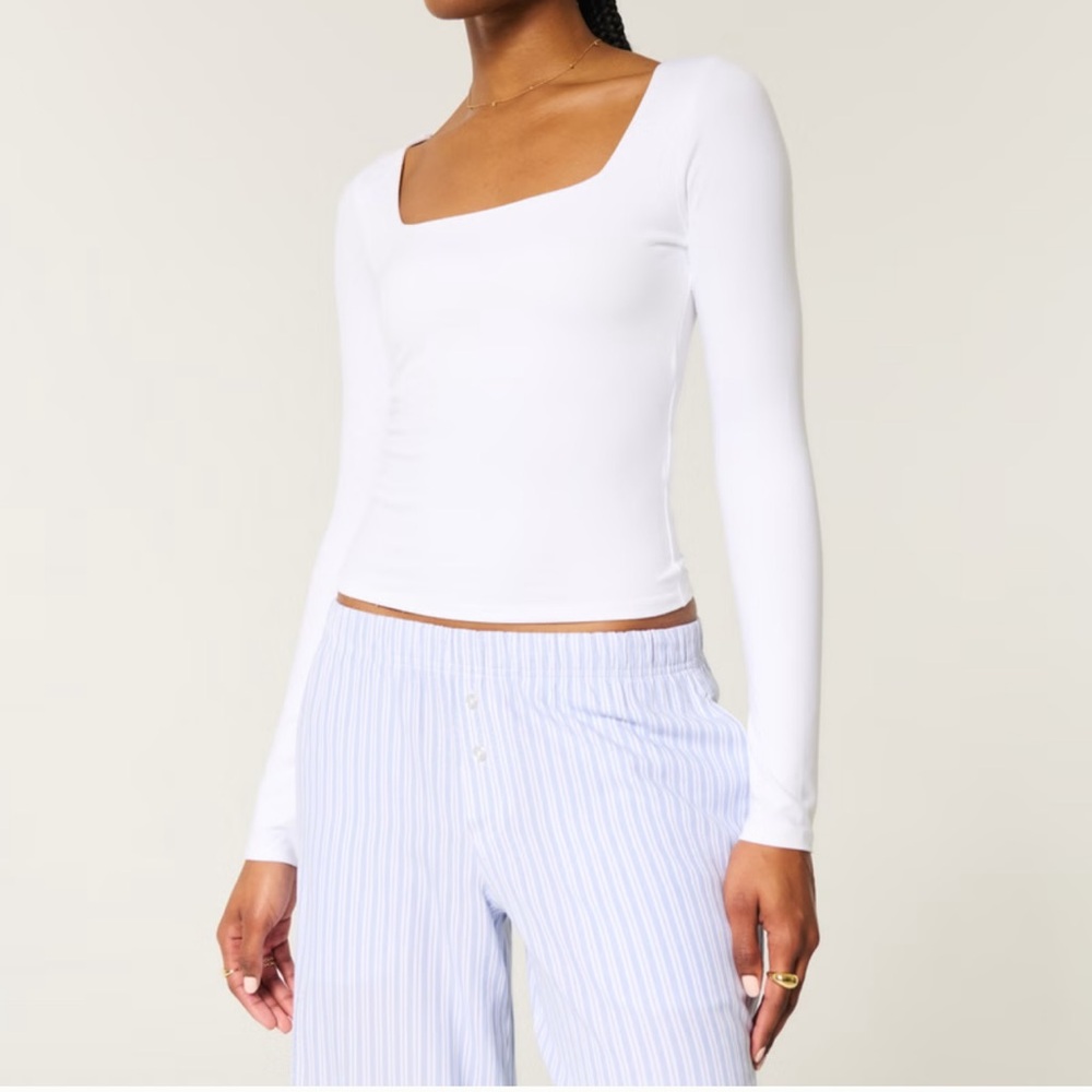 Brown Long Sleeve square neck top nwt